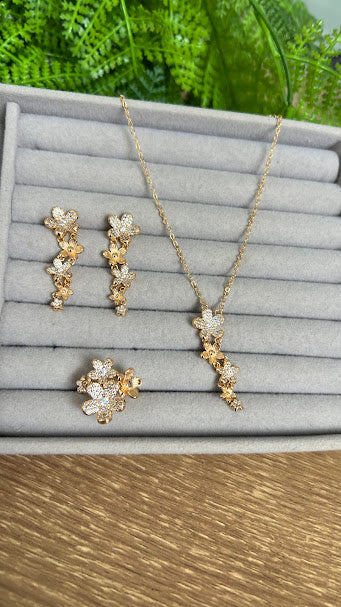cascade Flower Earing and necklace set