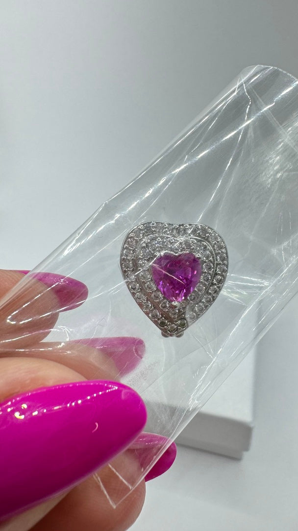 Separador para Bonequinhos- Coracao de Clique-Cravejado crystal e fuchia