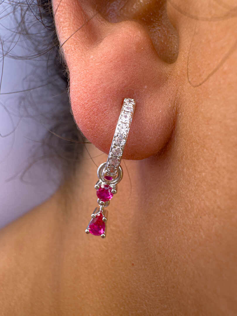 Brinco - Brinco infantil- argola com mini zirconia vermelho