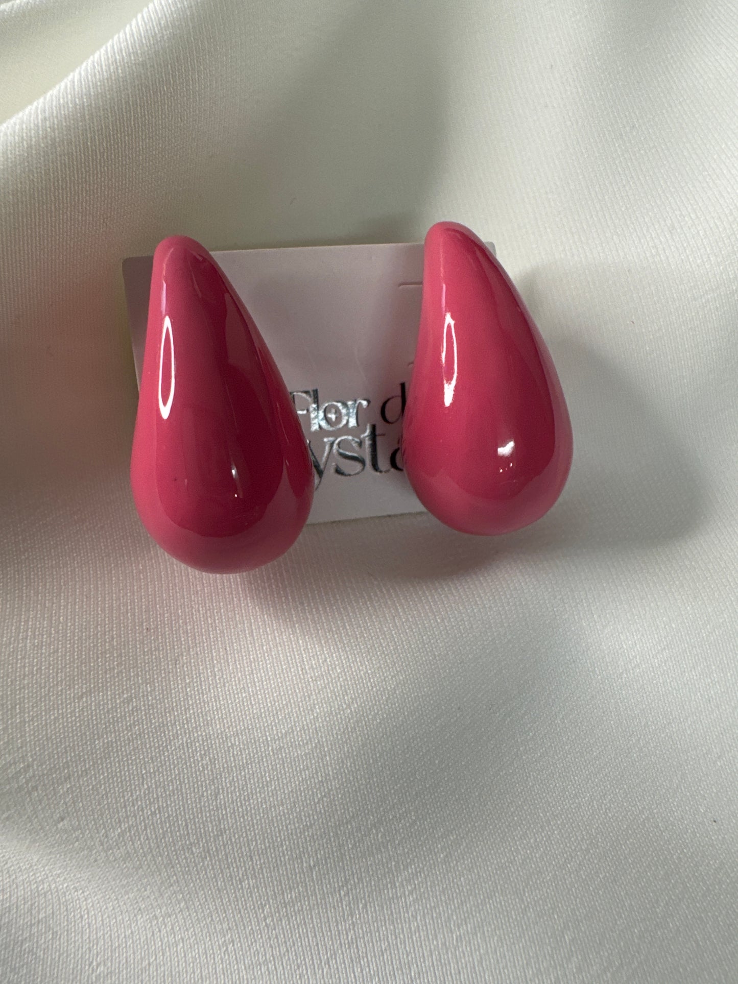 Brinco - Gota grande lisa - Rosa