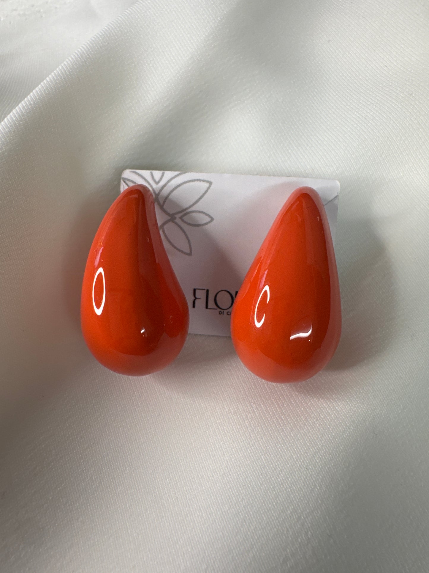 Brinco - Gota grande lisa - Laranja