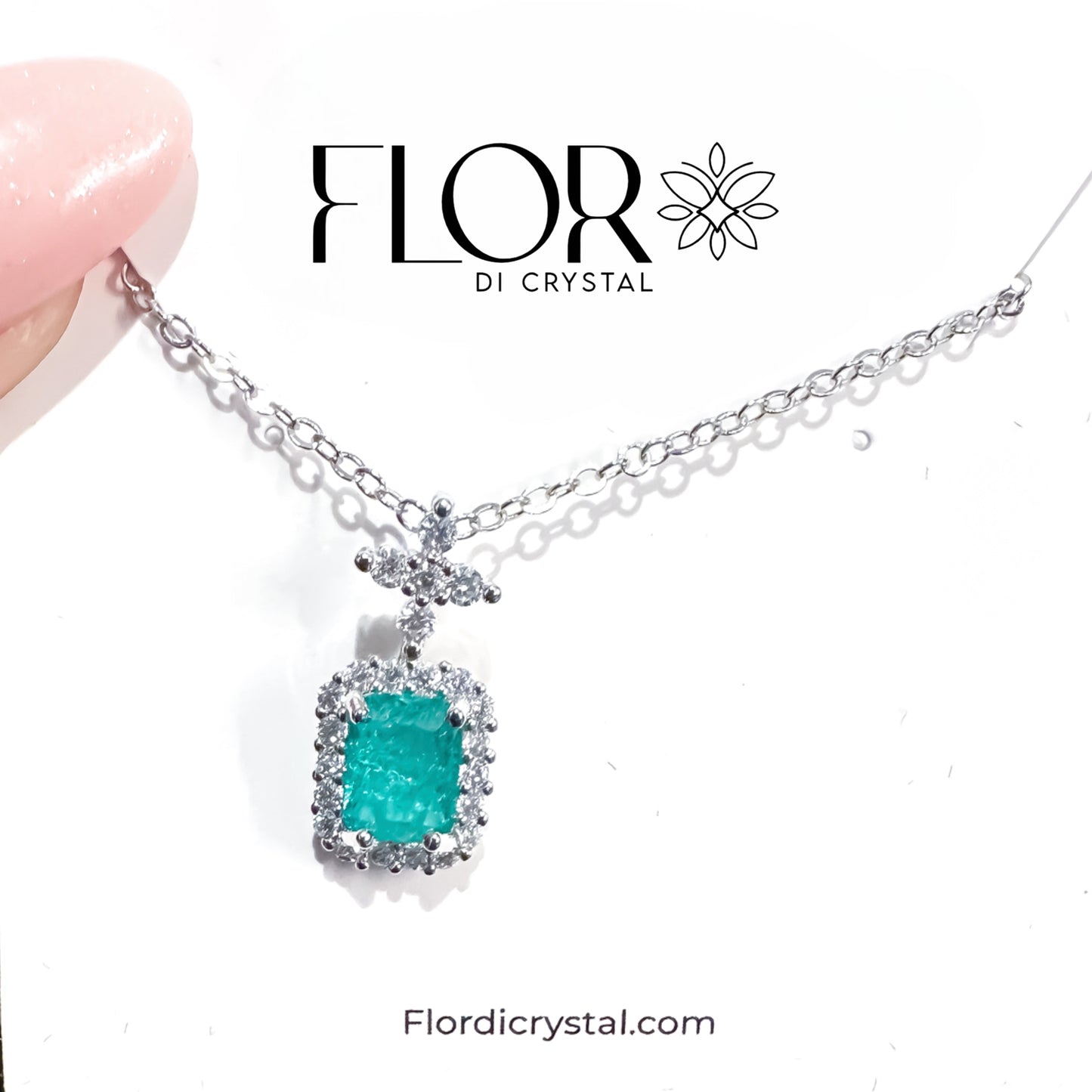 Colar - Colar Quadradinho verde fusion-rodio