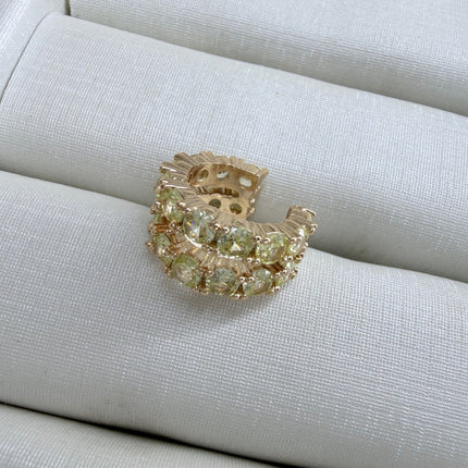 Ear cuff dupla cravejado em zircônia amarela