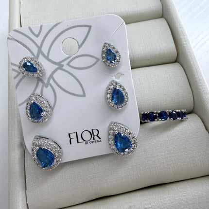 Trio gota azul safira com piercing fake