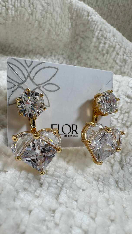 Brinco - Brinco Coracao De Zirconias Luxo