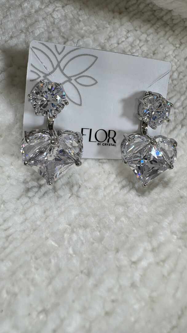 Brinco - Brinco Coracao De Zirconias Luxo-Rodio