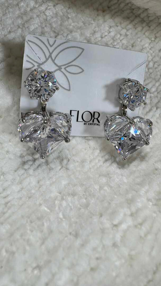 Brinco - Brinco Coracao De Zirconias Luxo-Rodio