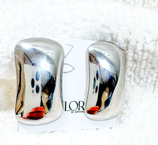 Brinco - Brinco retangular alongado liso-rodio