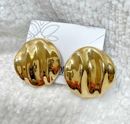 Conjunto - brinco redondo maxi medio ondulado