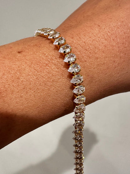 Pulseira Rivieira 3 pontas  -fecho joia