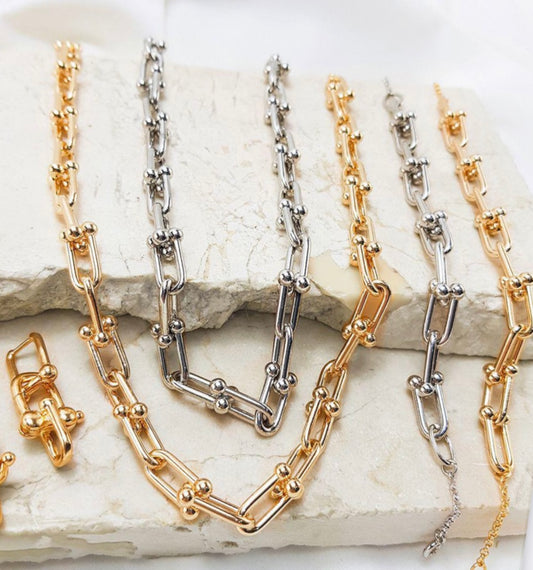 Conjunto - conjunto de corrente -colar e brinco - gold