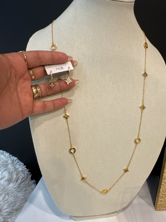 Conjunto - Conjunto de Colar longo, pulseira e brincos Luiz Vitton com brinco