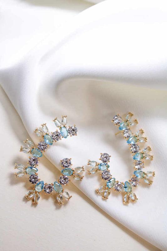 Large Zirconia and Aqua stones luxury earing
