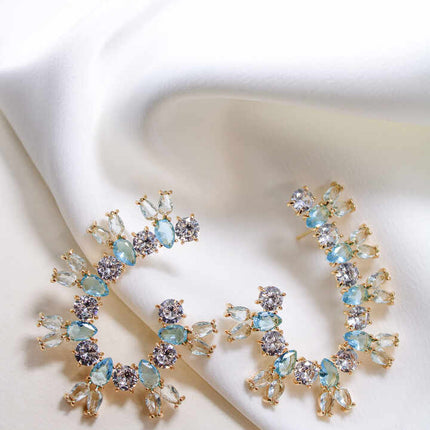 Large Zirconia and Aqua stones luxury earing