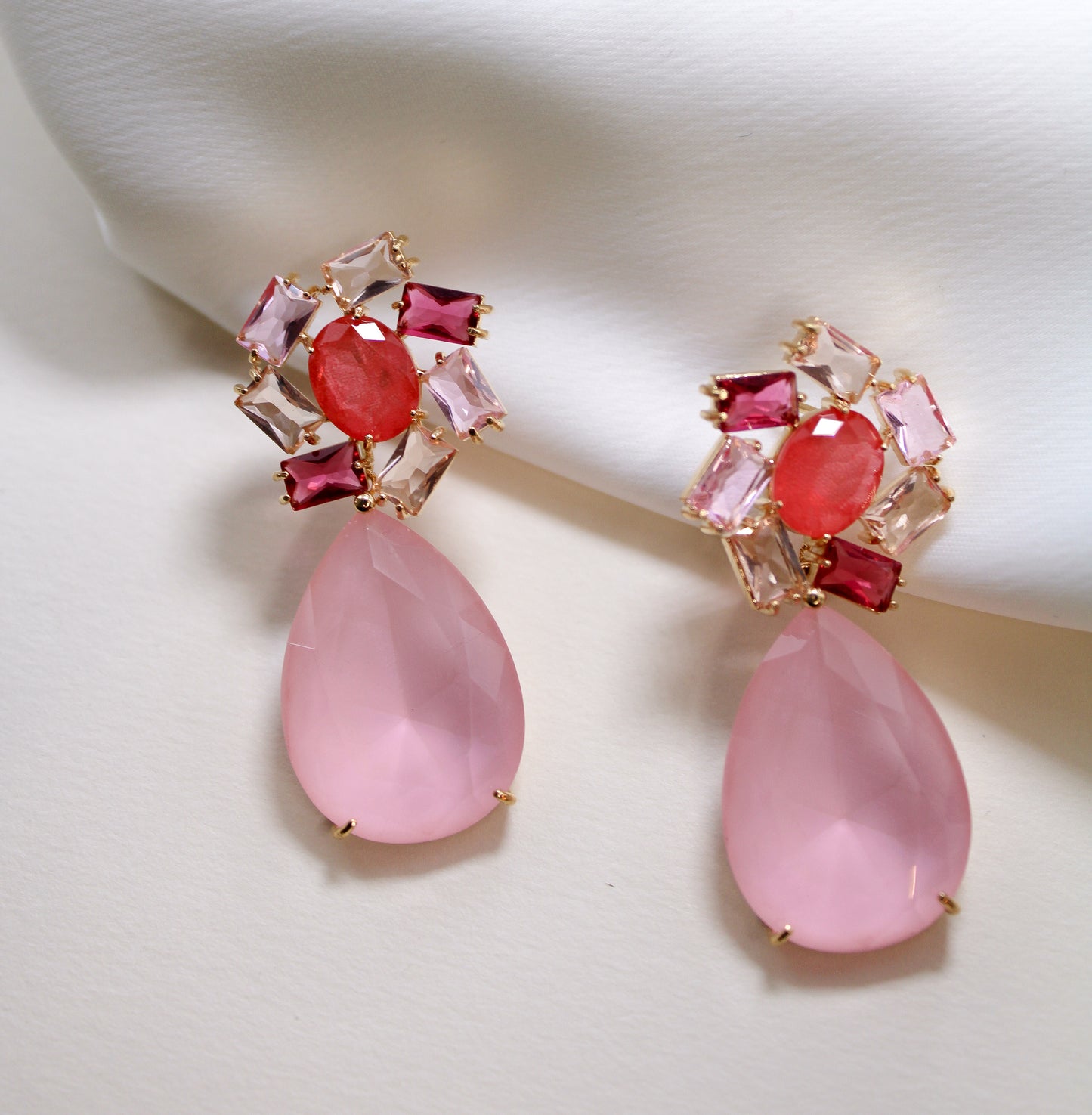 Orange pink luxury teardrop earing
