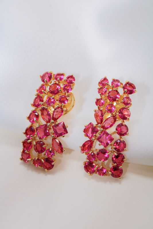 Square red luxury earing