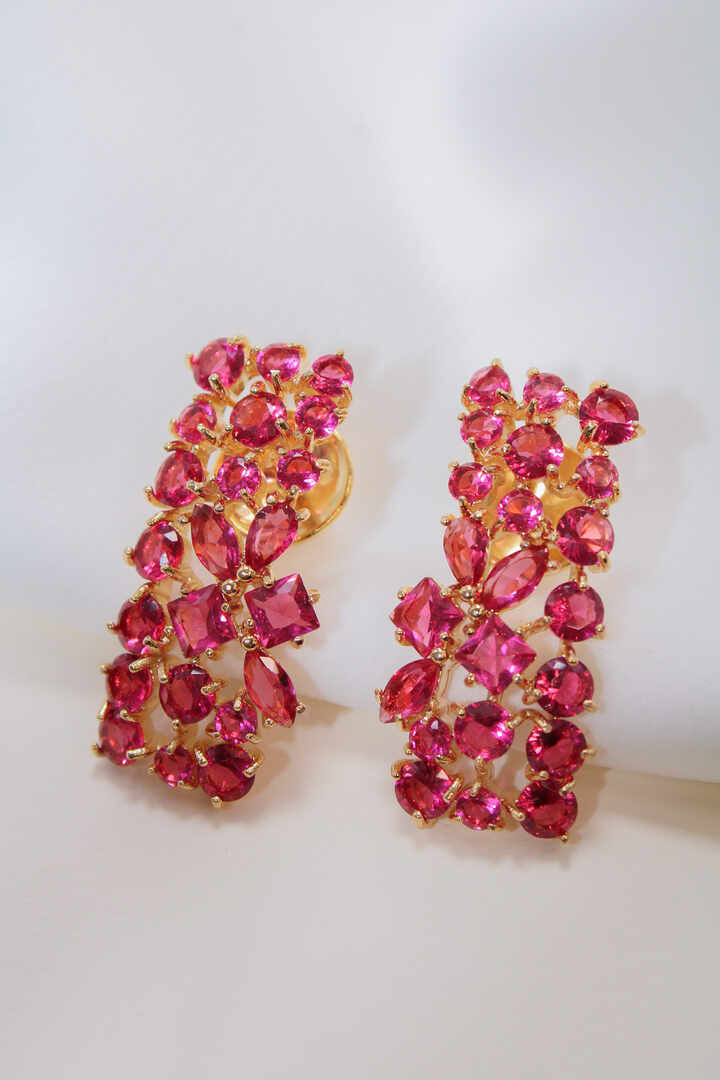Square red luxury earing