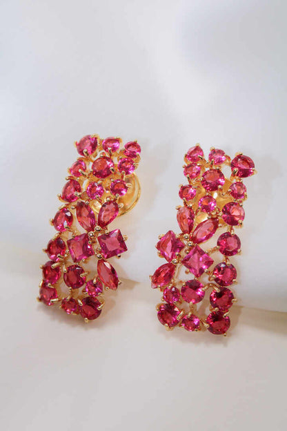 Square red luxury earing