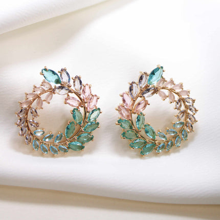 Circle leaf shape colorful earing