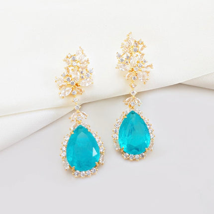 Brinco pedra Turmalina paraiba Azul