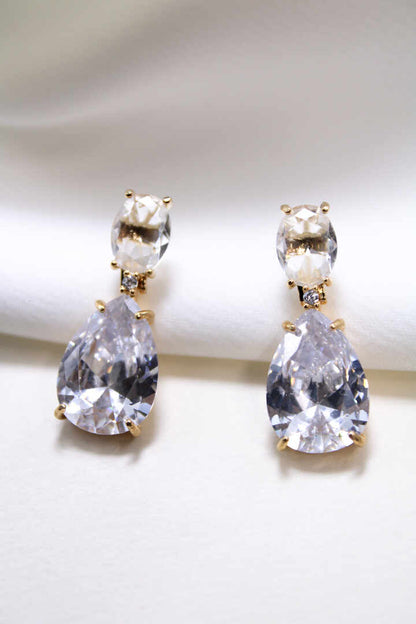 Brinco Gota cristal de rocha