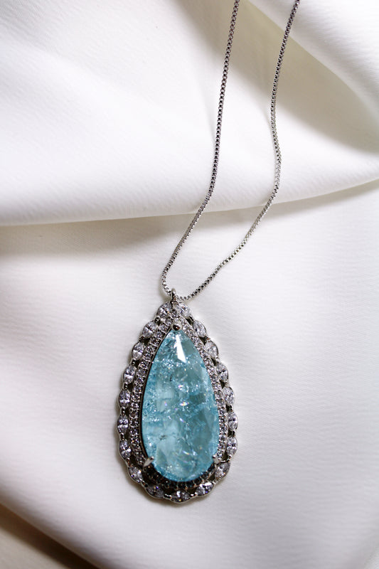 Colar - Colar Gota aquamarine cravejada em zirconias Maxi