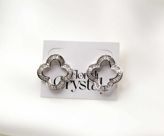 Brinco - Brinco de trevo Cravejado Grande- vasado