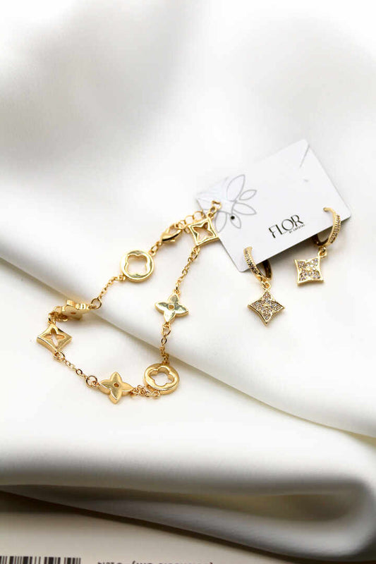 Conjunto - Conjunto de brinco em argola e pulseira LV-