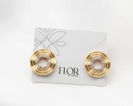 Brinco - Beinco circular ondulado e detalhe cravejado