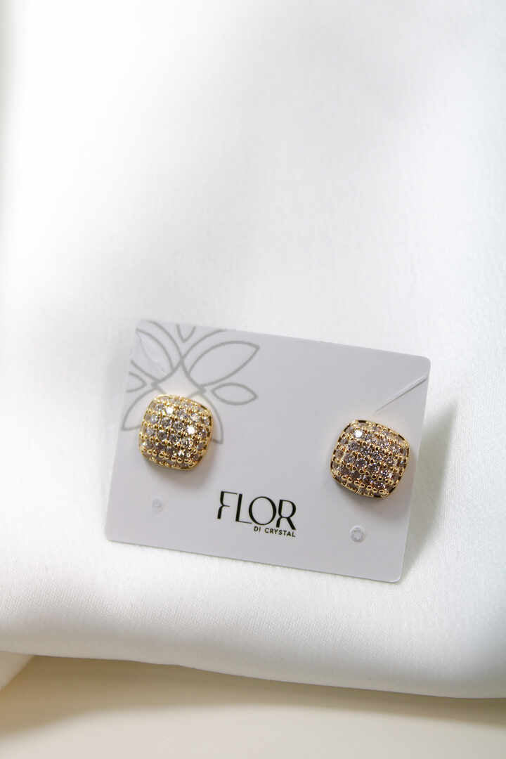 Brinco - Brinco quadrado Cravejado