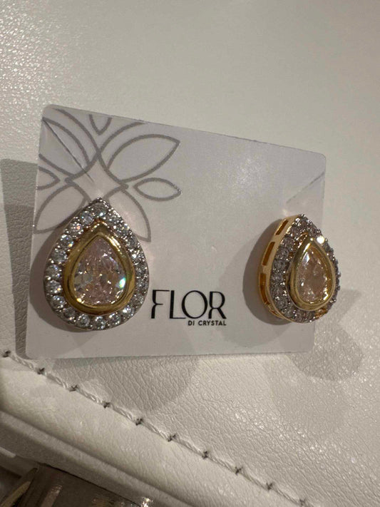 Brinco - Brinco de zirconia corte em Gota cristal e cravejado