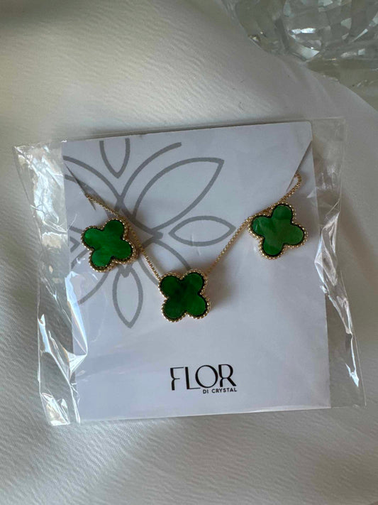 Conjunto - Conjunto de Trevo em madre verde