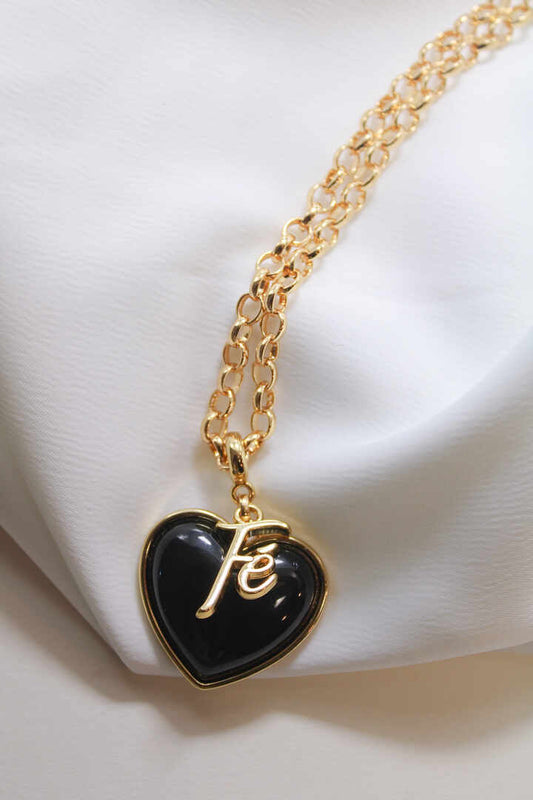Colar - colar Fe com coracao preto