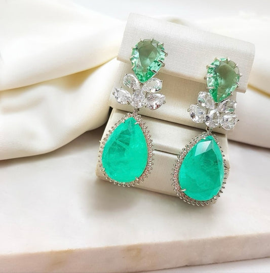 Brinco - Brinco verde com Zirconias