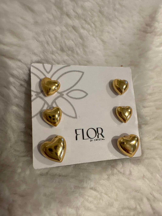 Brinco - trio de brincos Lisos coracao