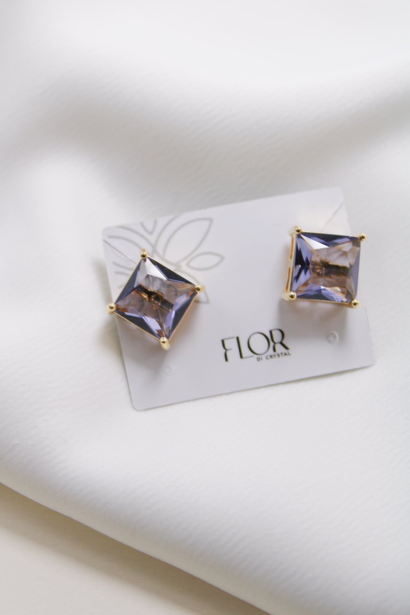 Brinco - Brinco quadrado em pedra ametista