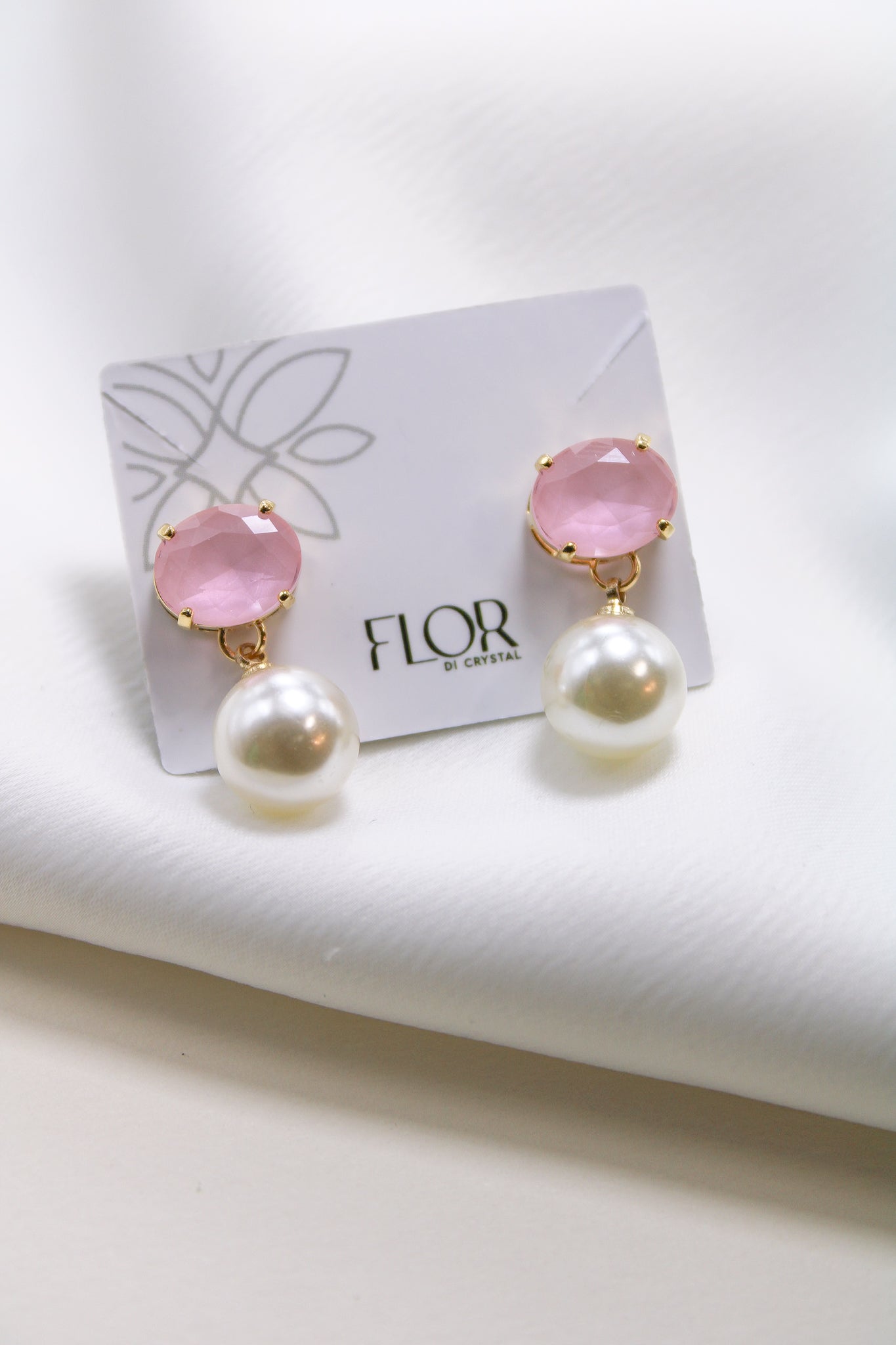 Brinco - Brinco rosa com perola