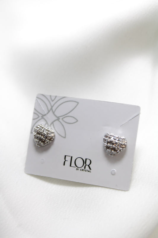 Brinco - Brinco cravejado de coracao - rodio