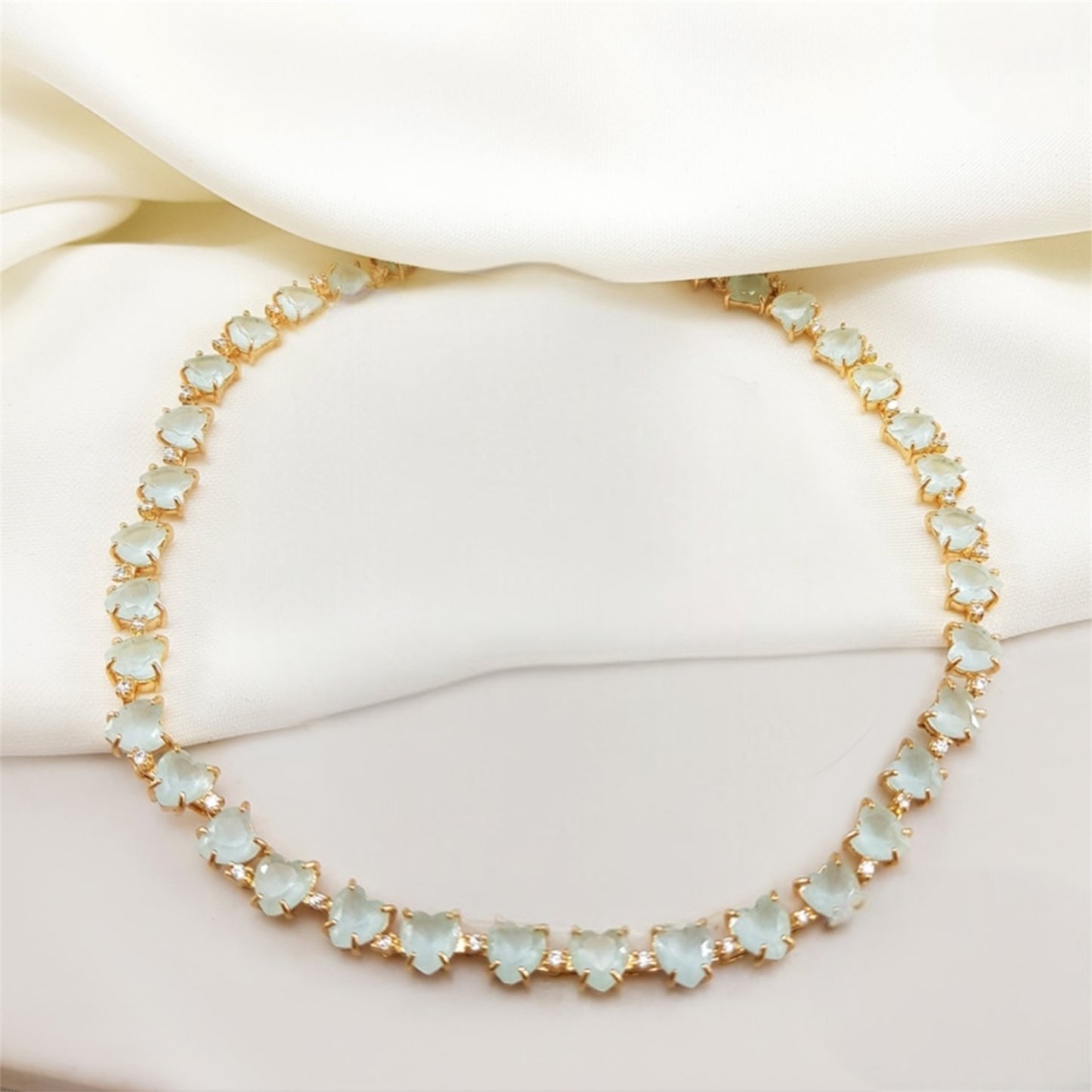 Choker - Rivieira 6mm coracao - aqua fosco