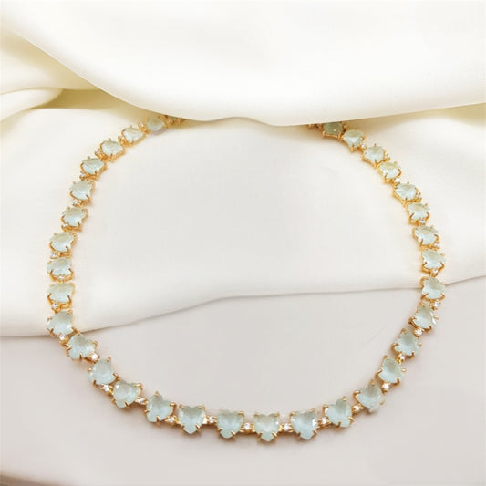 Choker - Rivieira 6mm coracao - aqua fosco