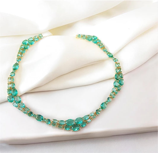 Choker - Rivieira carreira dupla - luxo verde esmeralda