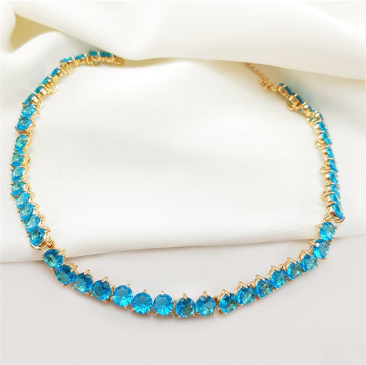 Choker - Rivieira 3mm oval  - azul ceu