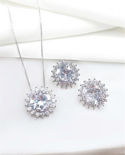 Conjunto de brinco de colar  de ponto de luz cravejado  cristal