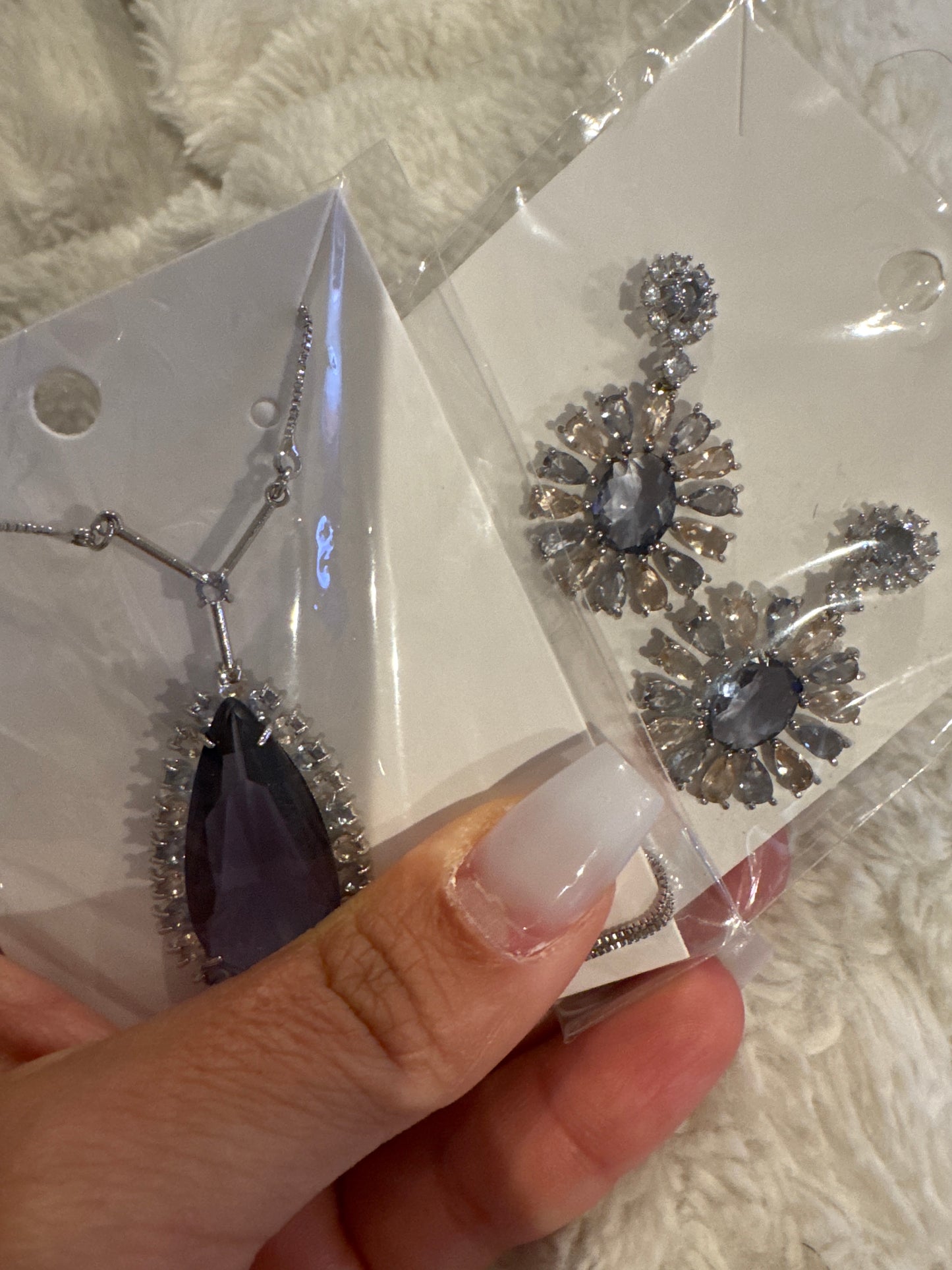 Conjunto - conjunto de brinco e colar de gota Ametista