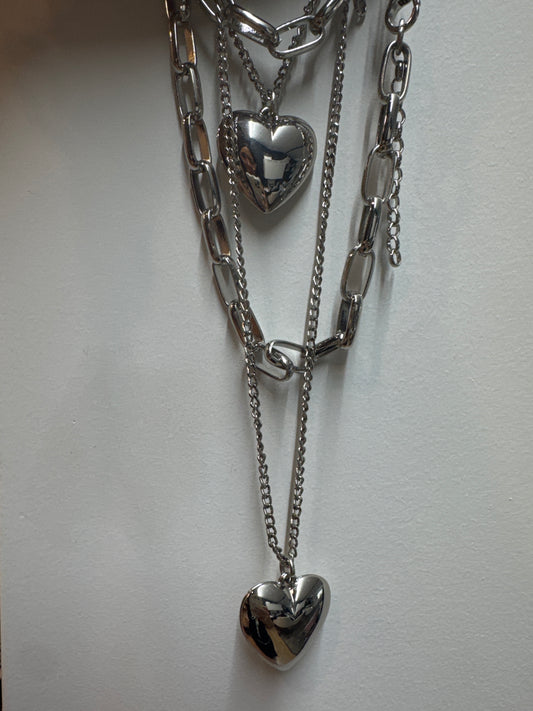 Conjunto Colar duplo e Pulseira dupla com pingente