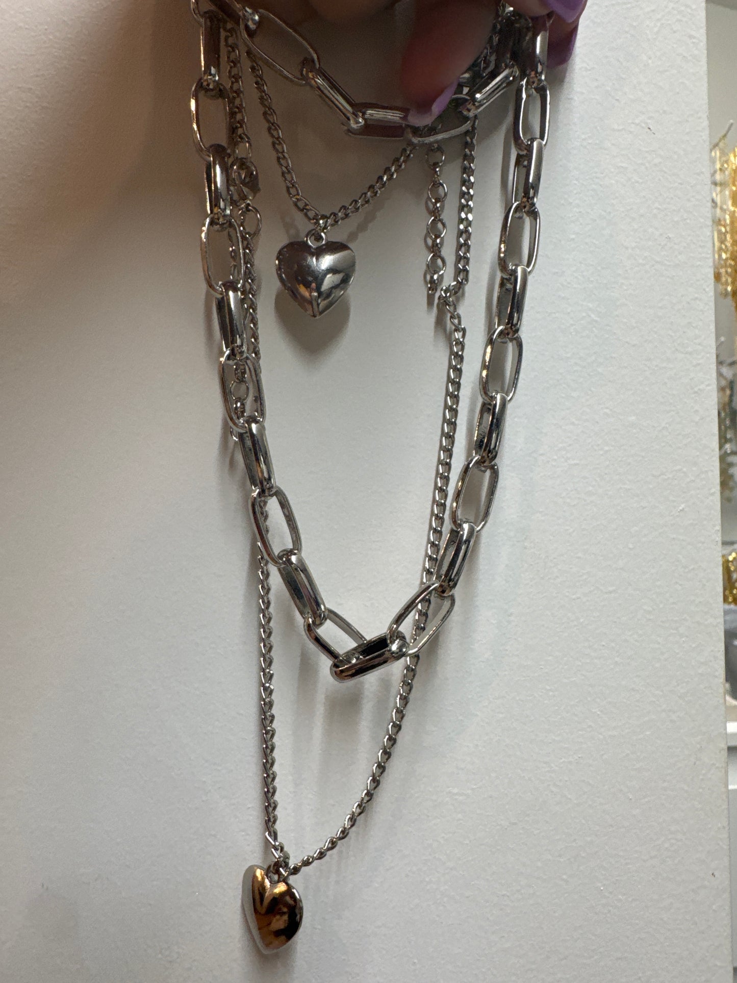 Conjunto Colar duplo e Pulseira dupla com pingente