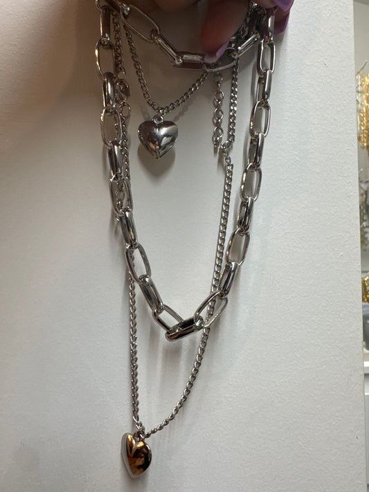 Conjunto Colar duplo e Pulseira dupla com pingente