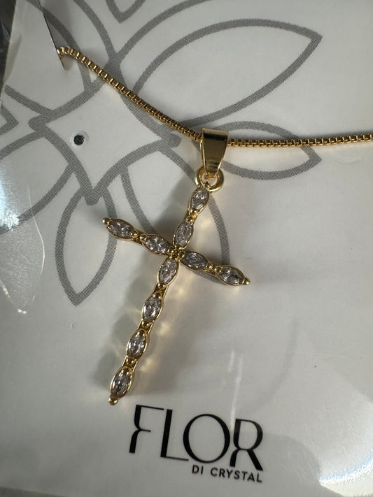 Colar - Cruz fininha Navete Mini