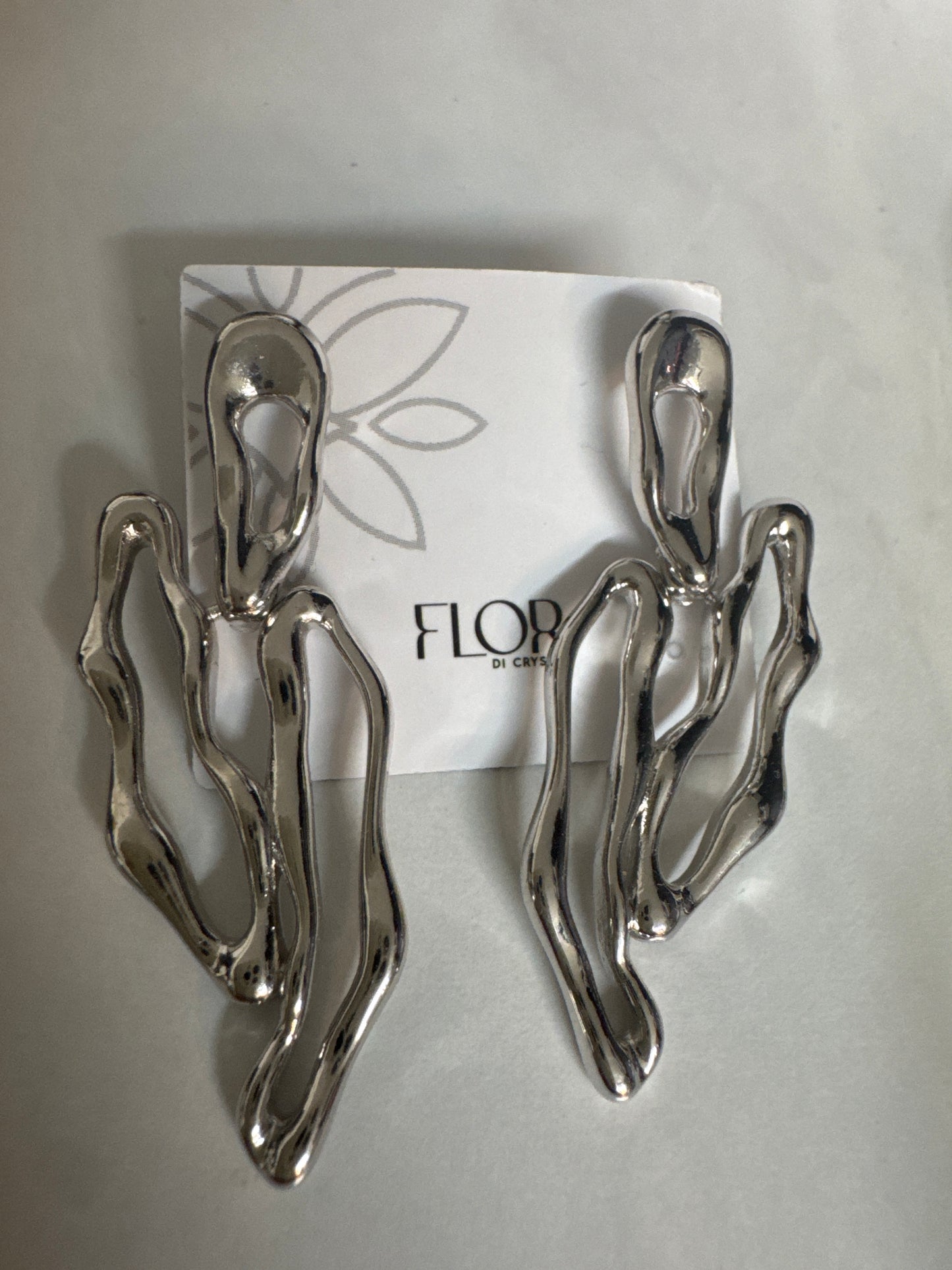 Brinco - Brinco organico Maxi alongado -rodio