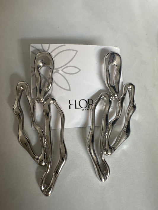 Brinco - Brinco organico Maxi alongado -rodio